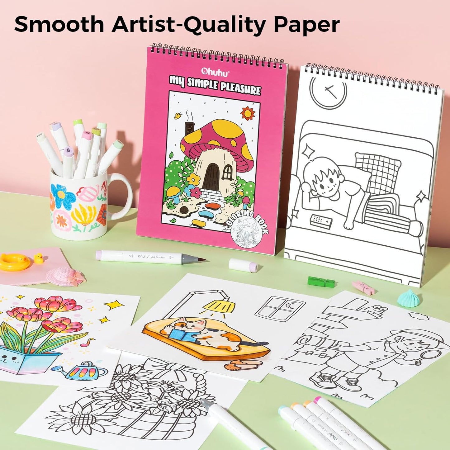 Ohuhu Double-Sided Bleedproof Colouring Book - My Simple Pleasure