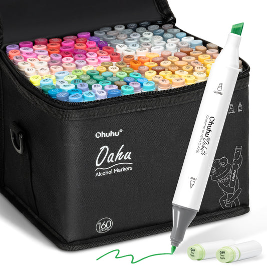 Ohuhu Oahu 160 Colours Dual Tips Alcohol Art Markers, Fine & Chisel