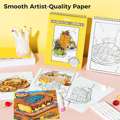 Ohuhu Double-Sided Bleedproof Colouring Book - Set of 4 Books