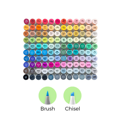 Ohuhu Honolulu 120 Colours Dual Tips Alcohol Art Markers - Brush & Chisel