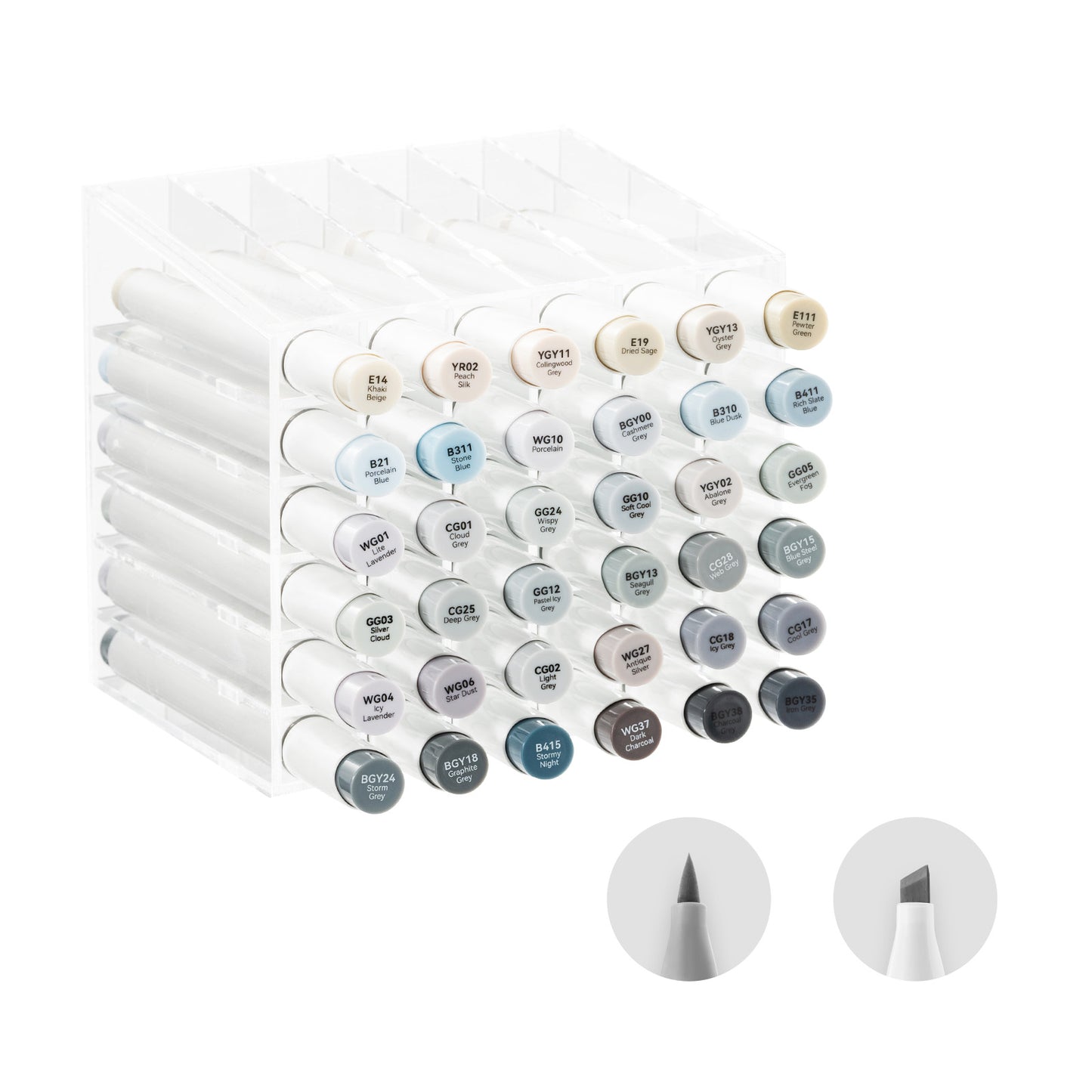 Ohuhu Honolulu 36 Gray Tone Colours Dual Tips Alcohol Art Markers - Brush & Chisel