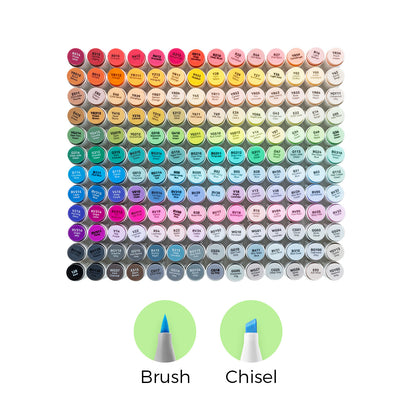 Ohuhu Honolulu 168 Colours Dual Tips Alcohol Art Markers - Brush & Chisel