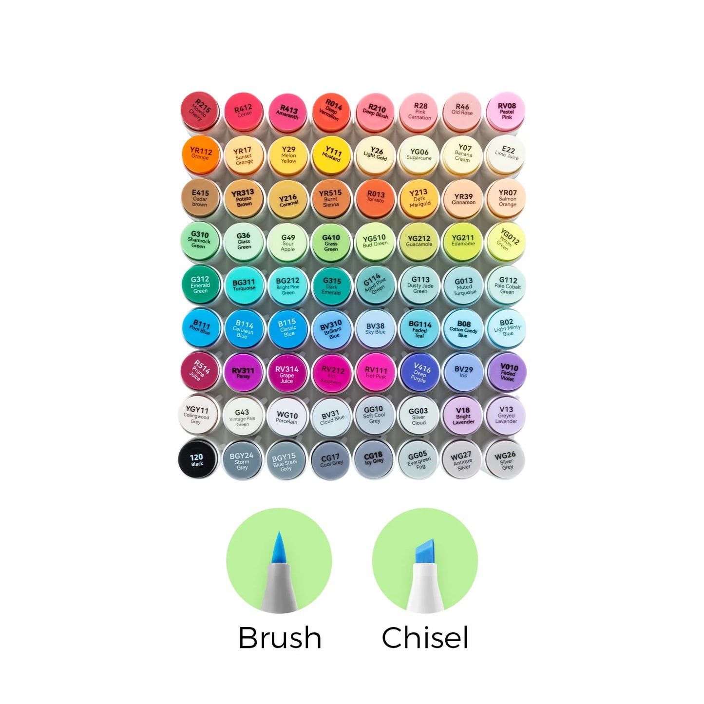 Ohuhu Honolulu 72 Colours Dual Tips Alcohol Art Markers - Brush & Chisel