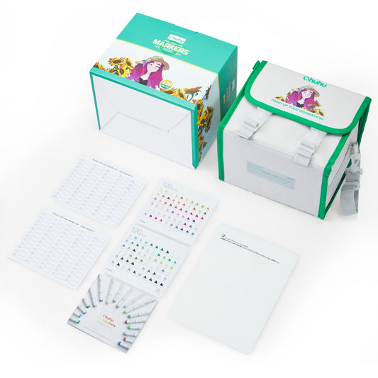 Ohuhu Honolulu 120 Colours Dual Tips Alcohol Art Markers - Brush & Chisel