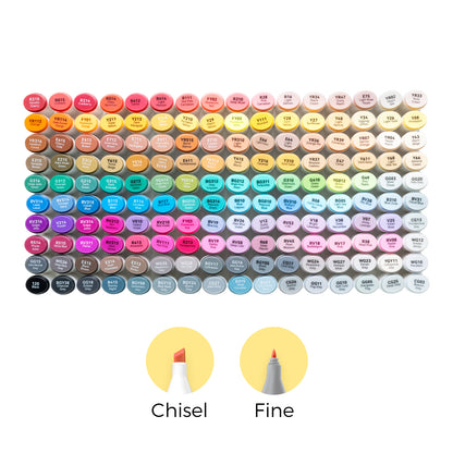 Ohuhu Oahu 160 Colours Dual Tips Alcohol Art Markers, Fine & Chisel