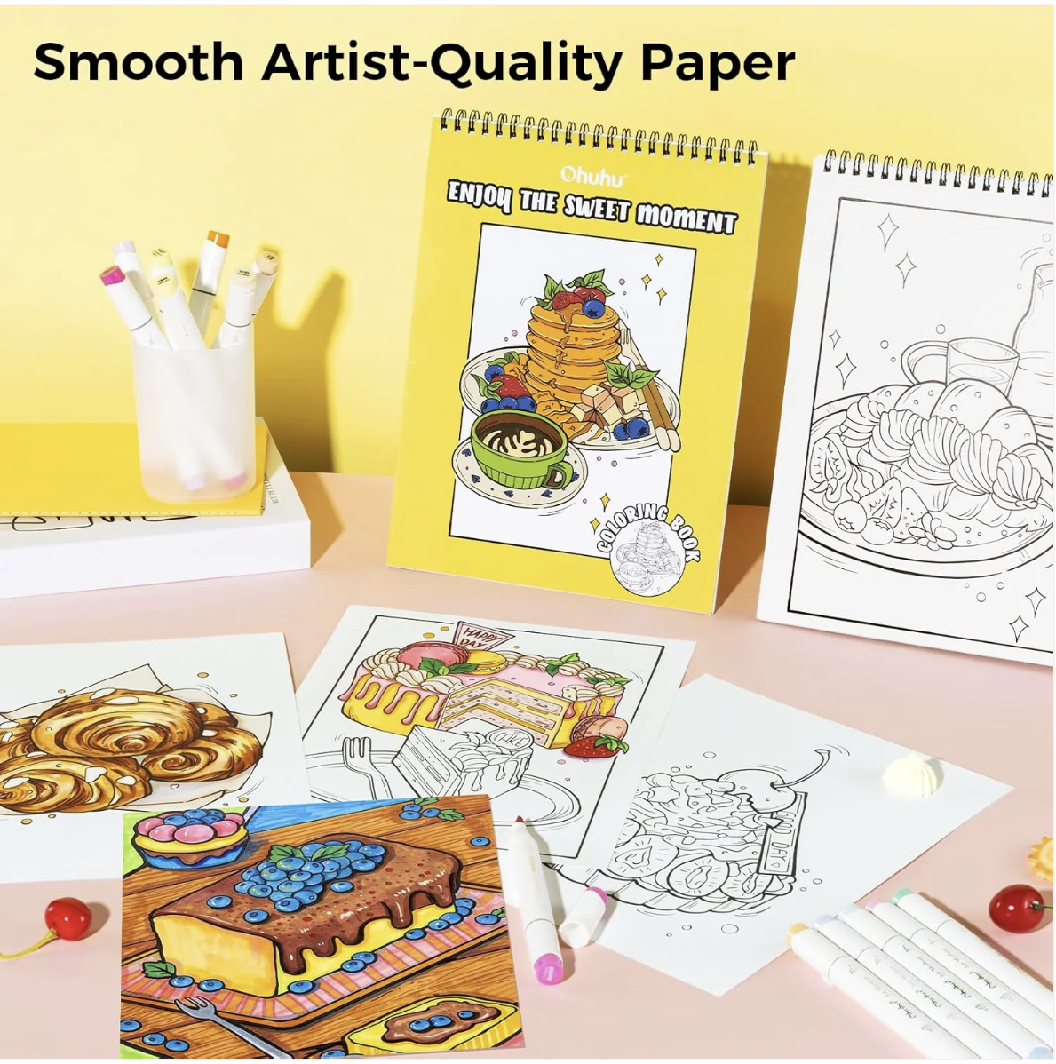 Ohuhu Double-Sided Bleedproof Colouring Book - Enjoy the Sweet Moment
