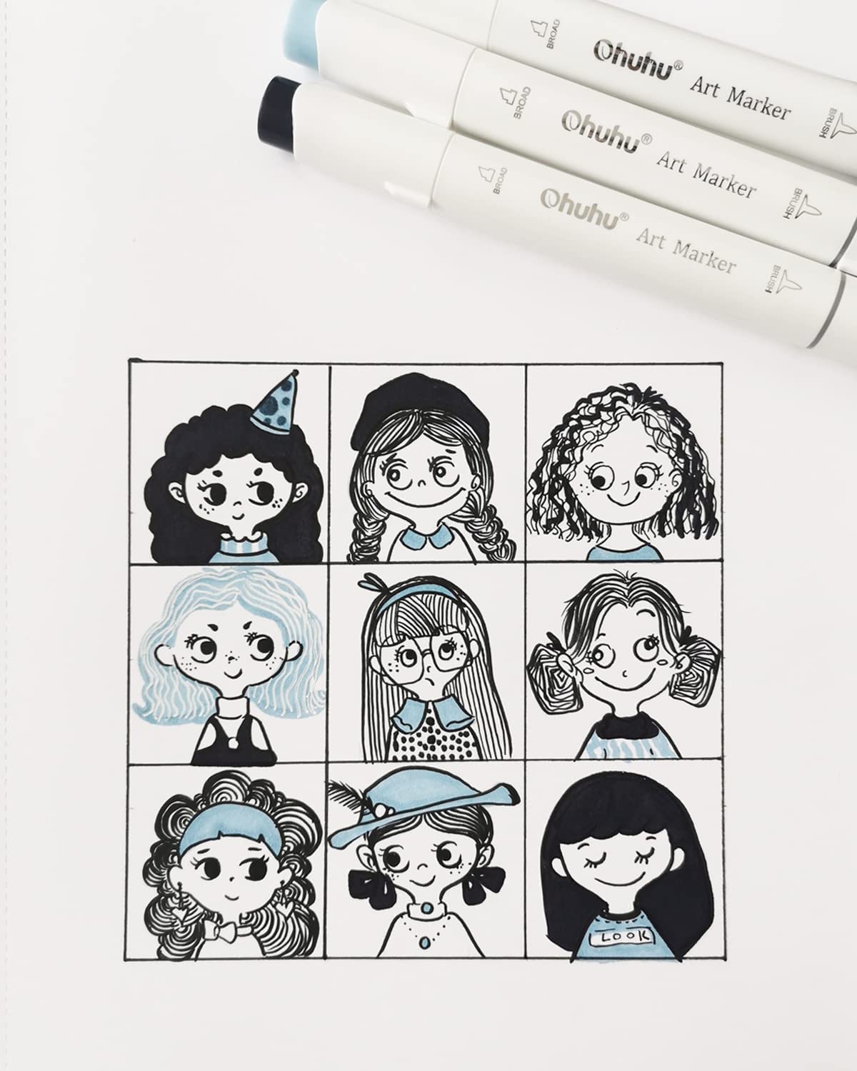 Ohuhu Honolulu 36 Gray Tone Colours Dual Tips Alcohol Art Markers - Brush & Chisel