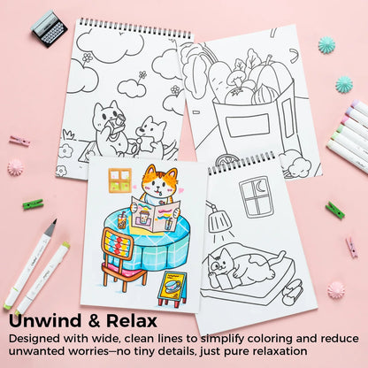 Ohuhu Double-Sided Bleedproof Colouring Book - Set of 4 Books