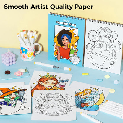 Ohuhu Double-Sided Bleedproof Colouring Book - Portraits