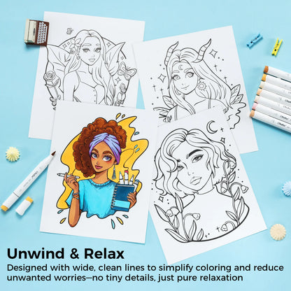 Ohuhu Double-Sided Bleedproof Colouring Book - Set of 4 Books